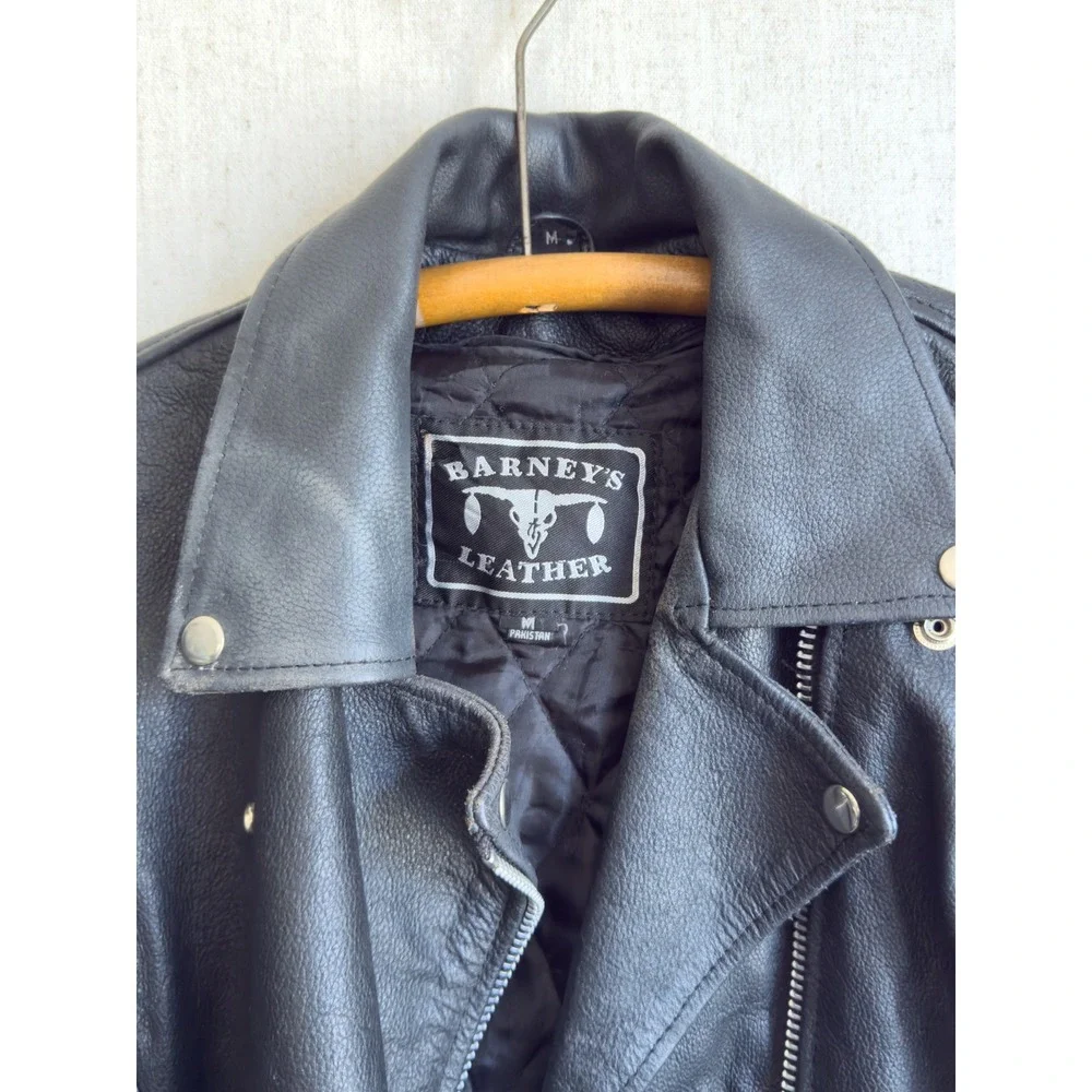 Barneys vtg black leather biker jacket‎ coat size M